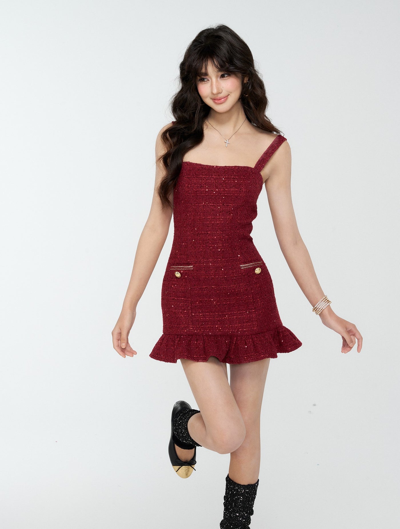 Red Luxurious-Style Suit Jacket/Dress 4MU0180