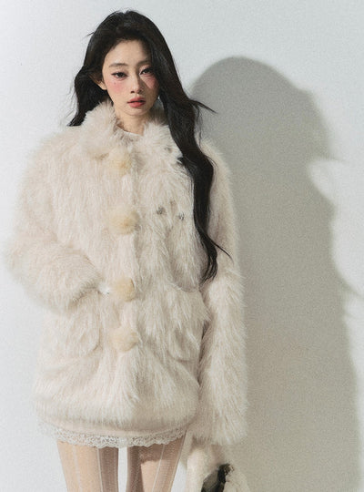 Snow Country Style Loose Warm Lapel Jacket DIA0245