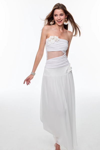 Flower White Long Skirt 4MU0142