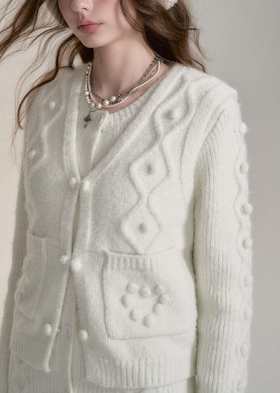 Cream White/Gray Sweater Cardigan/Vest VIA0183