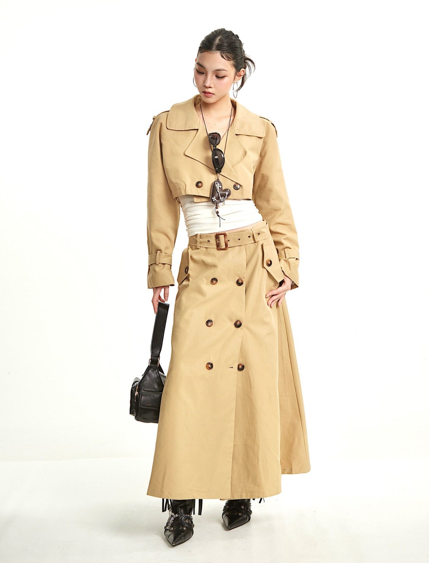 Retro Short Trench Coat+Skirt UNC0278