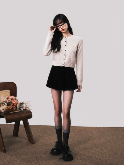 Retro Female Wool Straight Slim Short Sweater Cardigan LUL0103