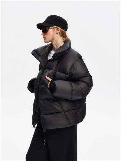 Stand Collar Retro Black Down Jacket SAL0208