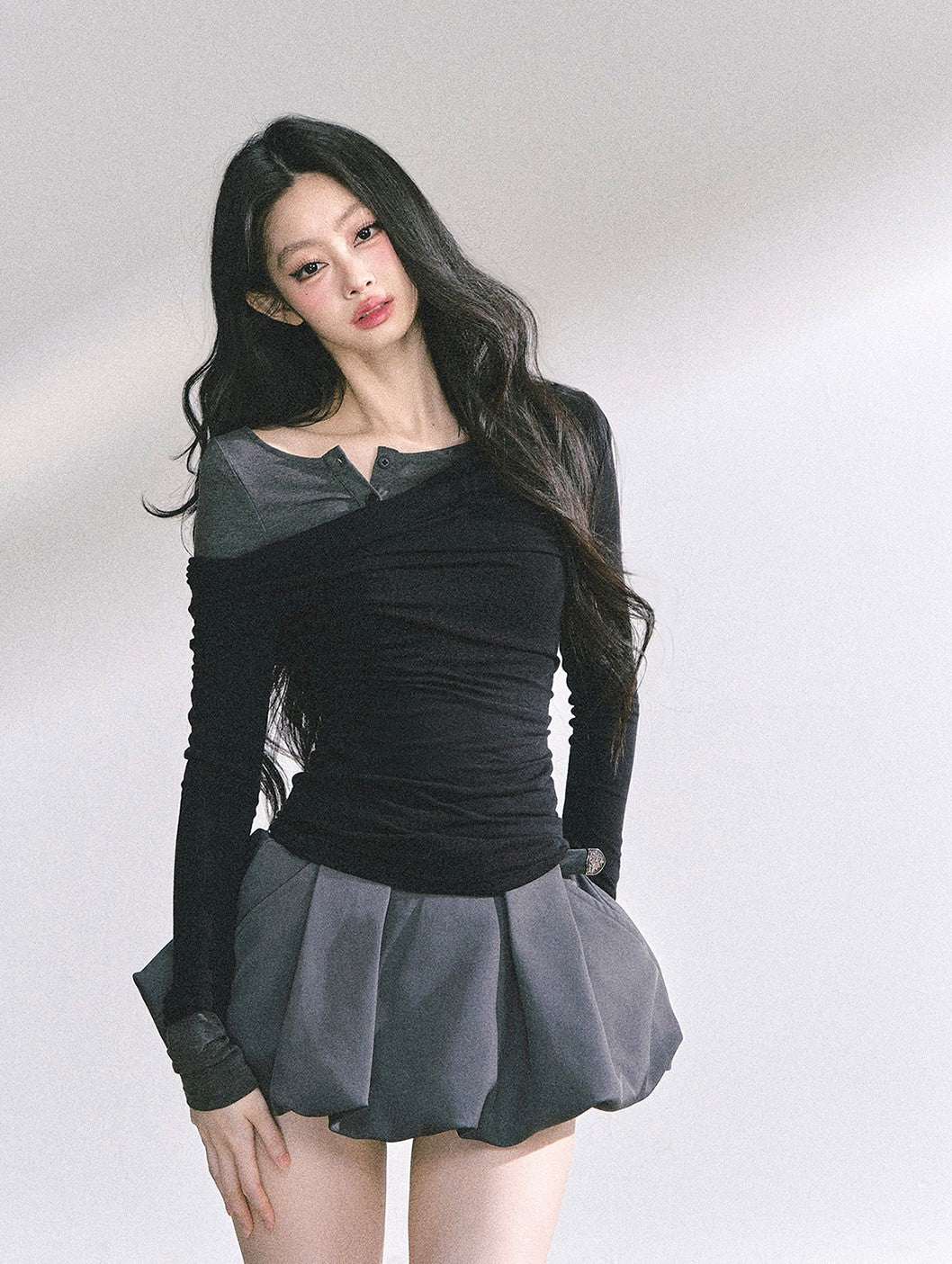Fake Two-piece Off-shoulder T-shirt DIA0546