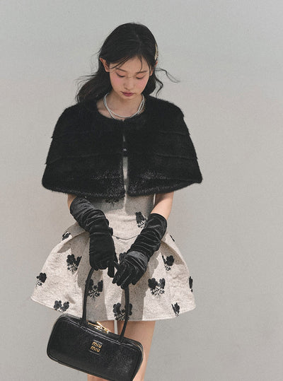 Two-Piece Flower Dress+Rich Cape DIA0728