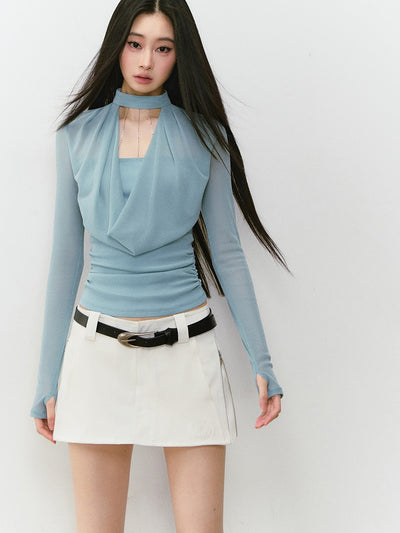 Double-side Zipper A-line Short Skirt VIA0319