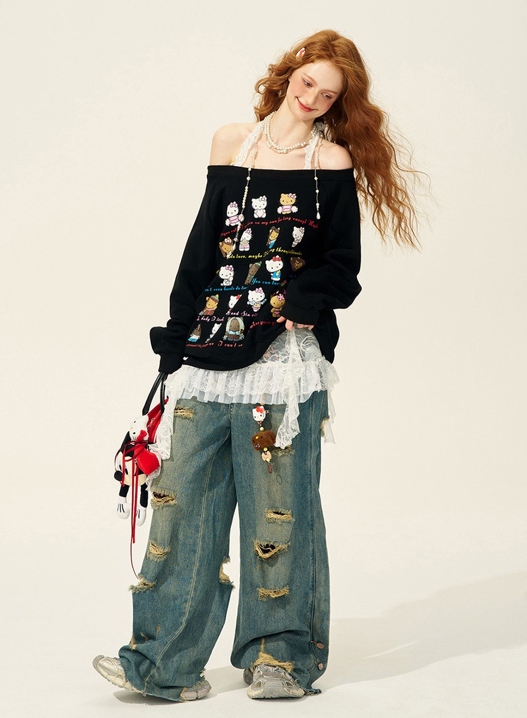 Off-shoulder los over<tc>size</tc> sweatshirt DIA0202