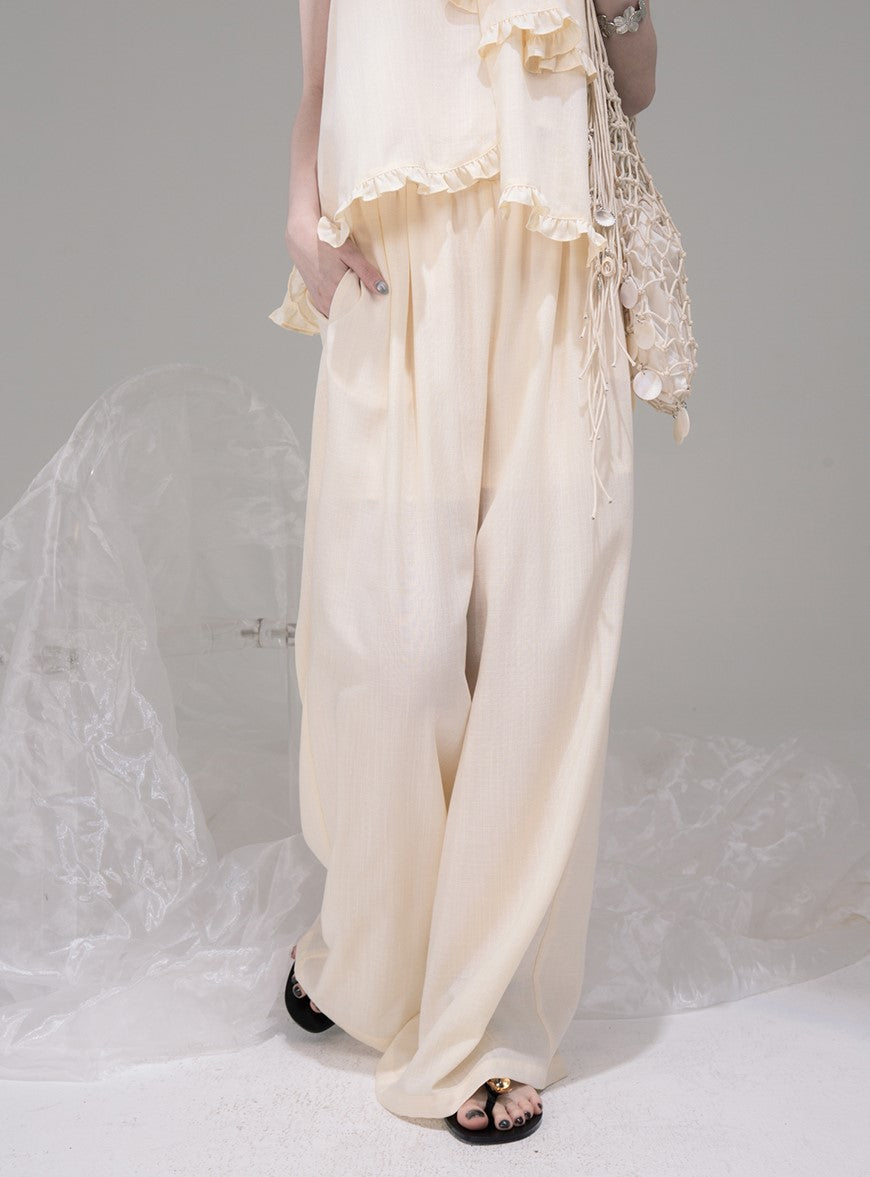 Irregular Halter Neck Ruffled Top/Pants COT0303