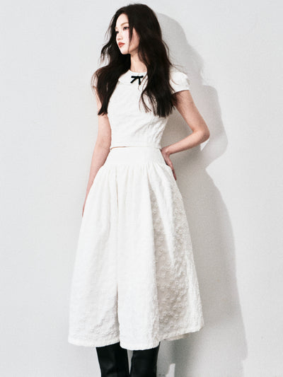 Jacquard Doll Collar Top/A-line Skirt LUL0137