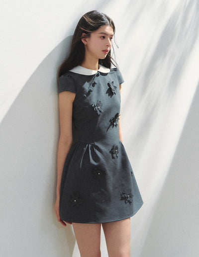 Doll Collar Flower Puffy Dress SUN0146