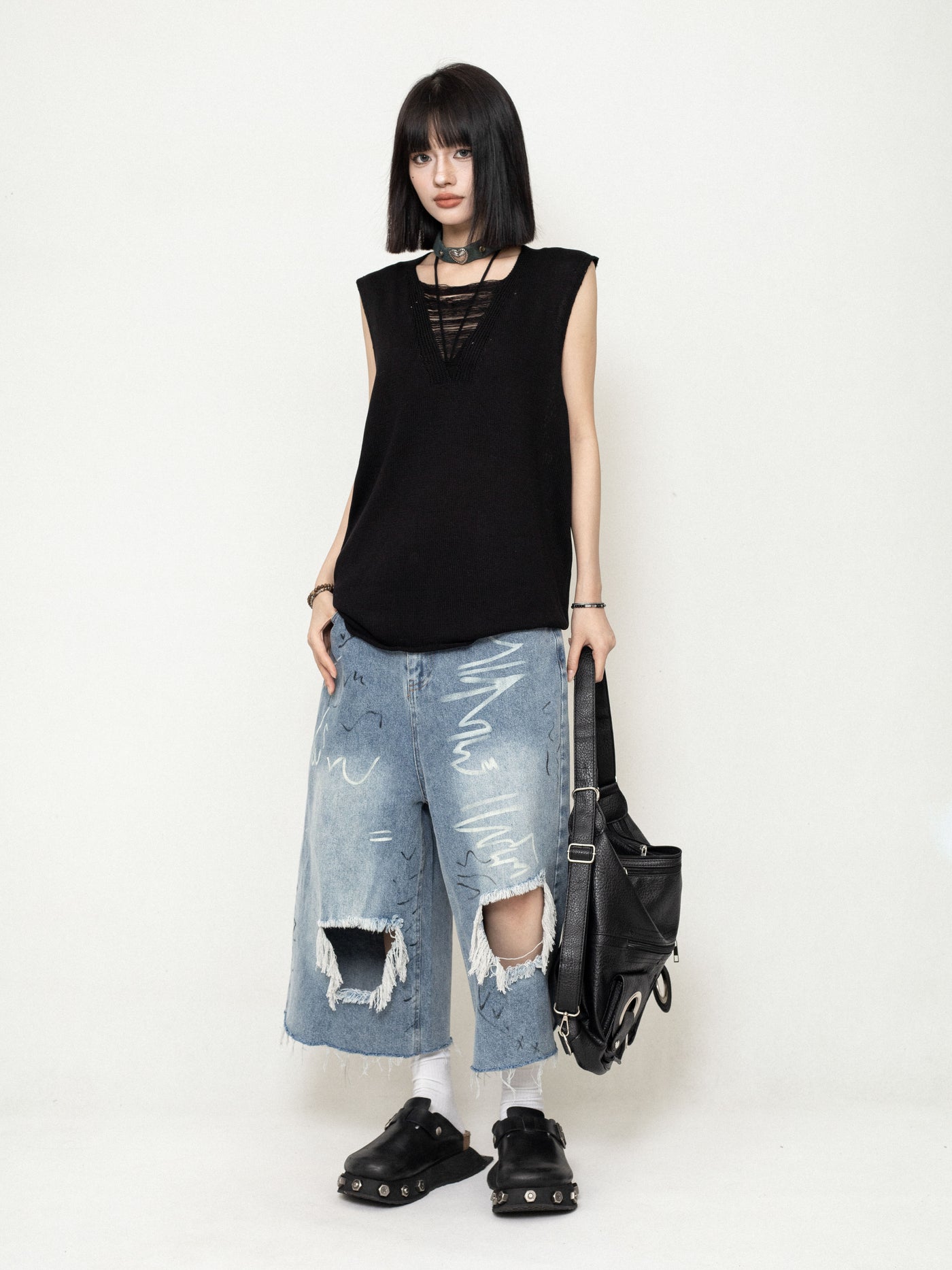 Hollow Design Sleeveless Loose Knit ZER0227