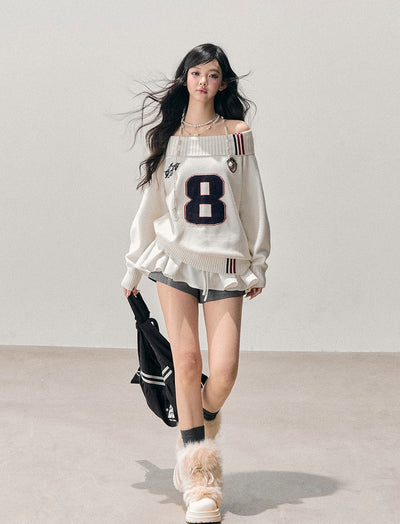 Off-Shoulder Casual Design Sweater DIA0758