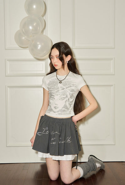 Casual Pleated Short Double Skirt DID0107