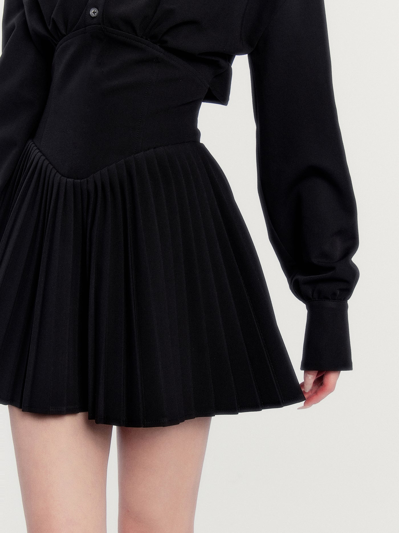 Backless Pleated Shirt Dress VOC0420