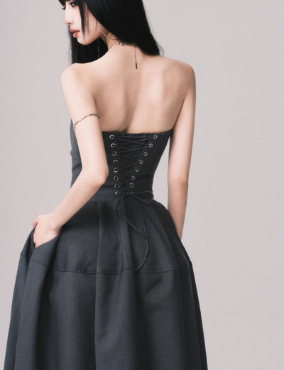 Slimming Puffy Long Tube Top Dress LUL0162