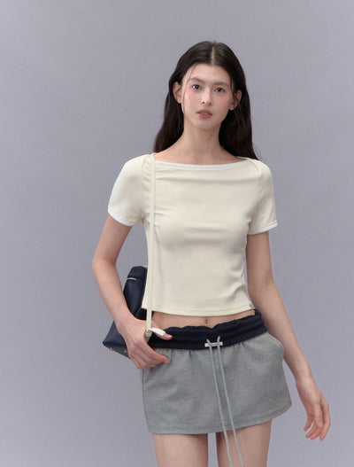 Contrast Color Casual Short Skirt LAL0215