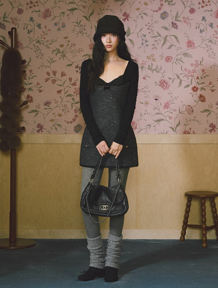 Square Neck Thick Sophisticated Dress LAL0233