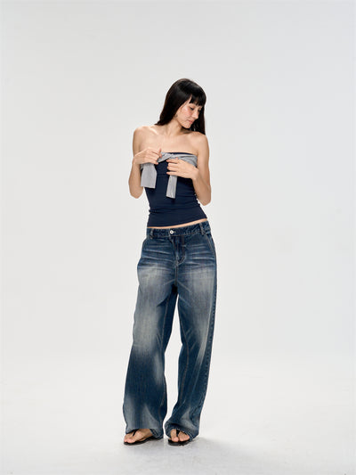 Backless Striped Design Tube Top CUR0223