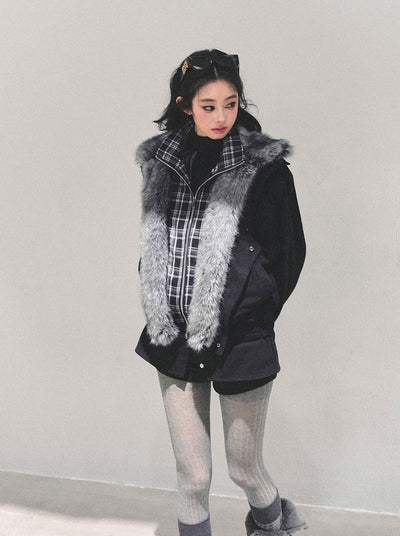 Faux Two-Piece American Style Plaid Jacket DIA0672