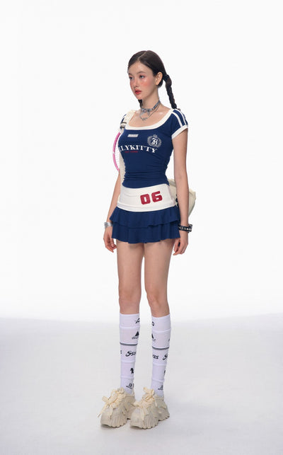 American Sports Casual T-shirt/Short Skirt DIA0179