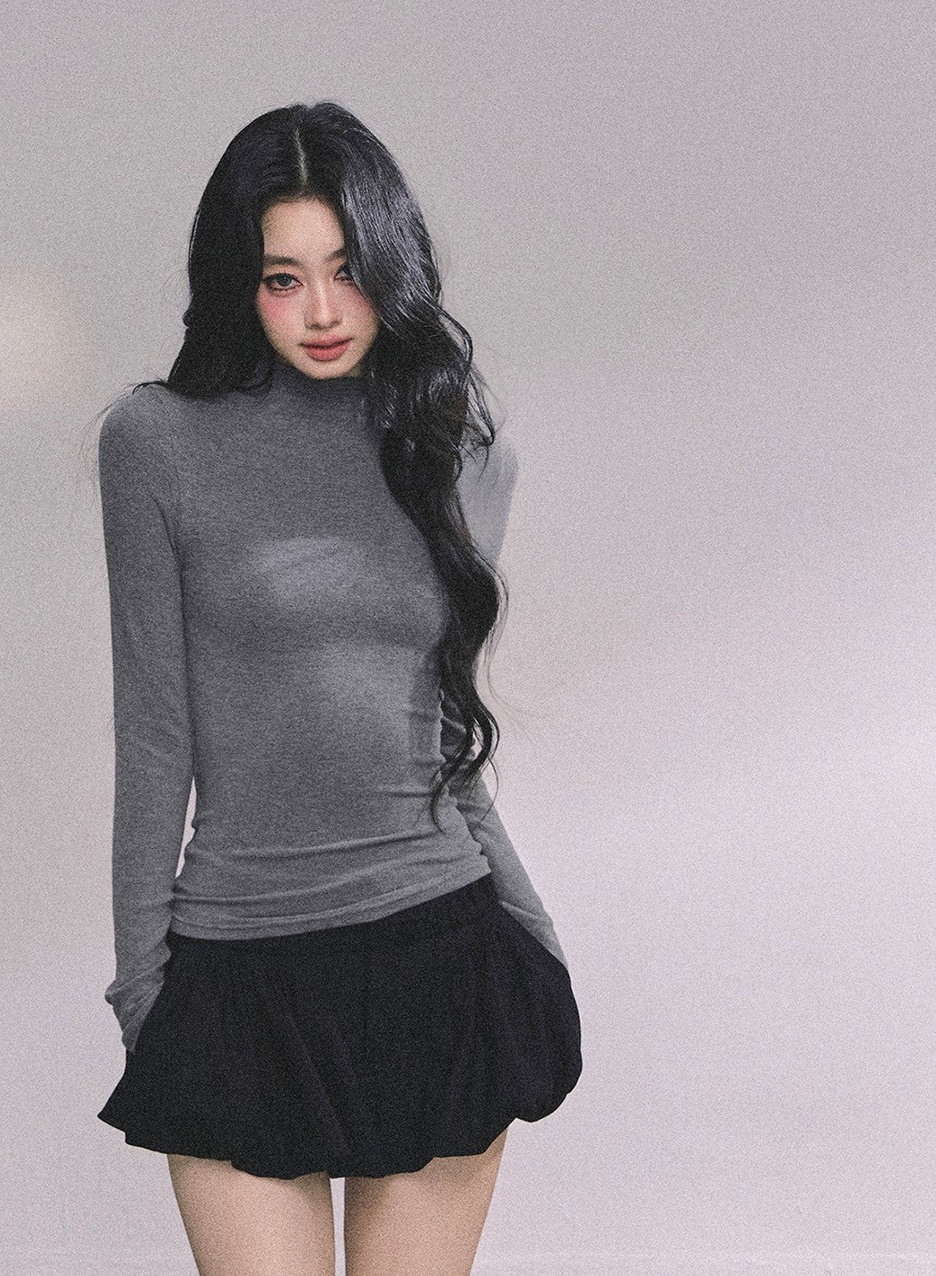 French Turtleneck Knitted Shawl/Slim Top DIA0614