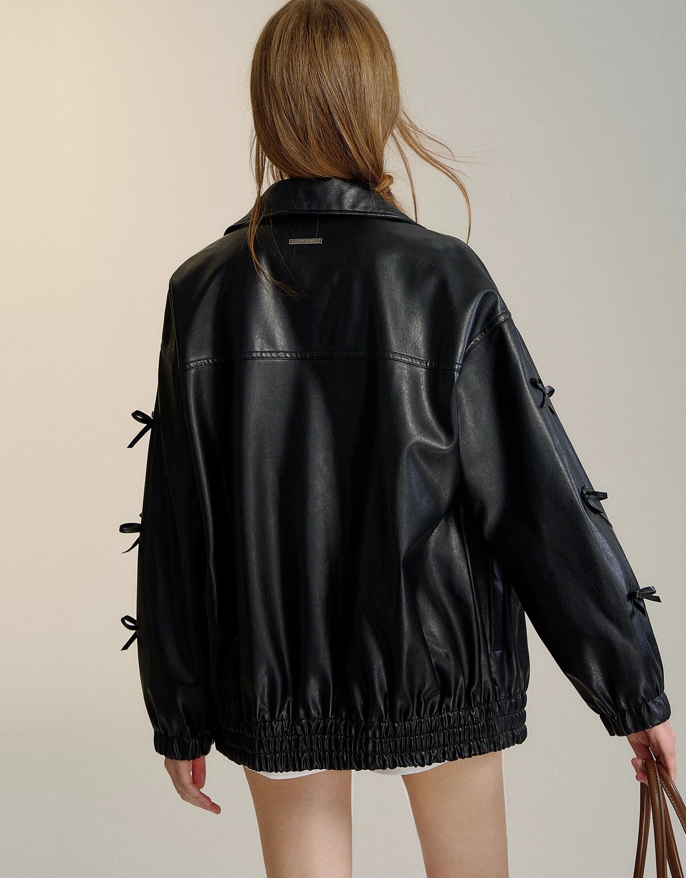 Black Bow Leather Jacket SOM0109