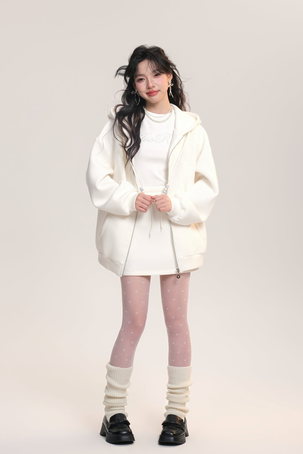 Vanilla and Sea Salt Sweatshirt Casual Jacket/Skirt AOO0030