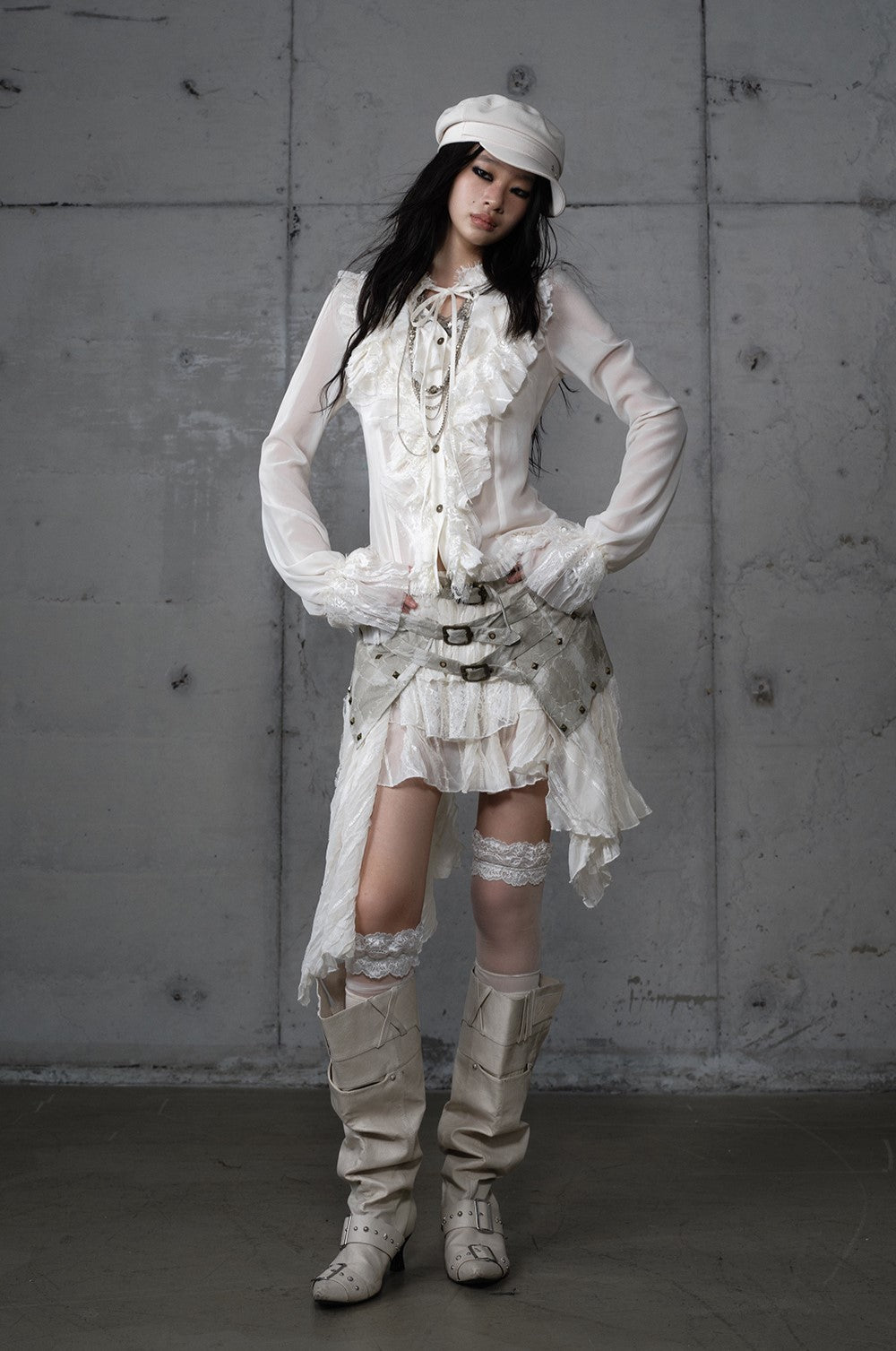 Punk Irregular Multi-layer Lace Skirt NOR0200