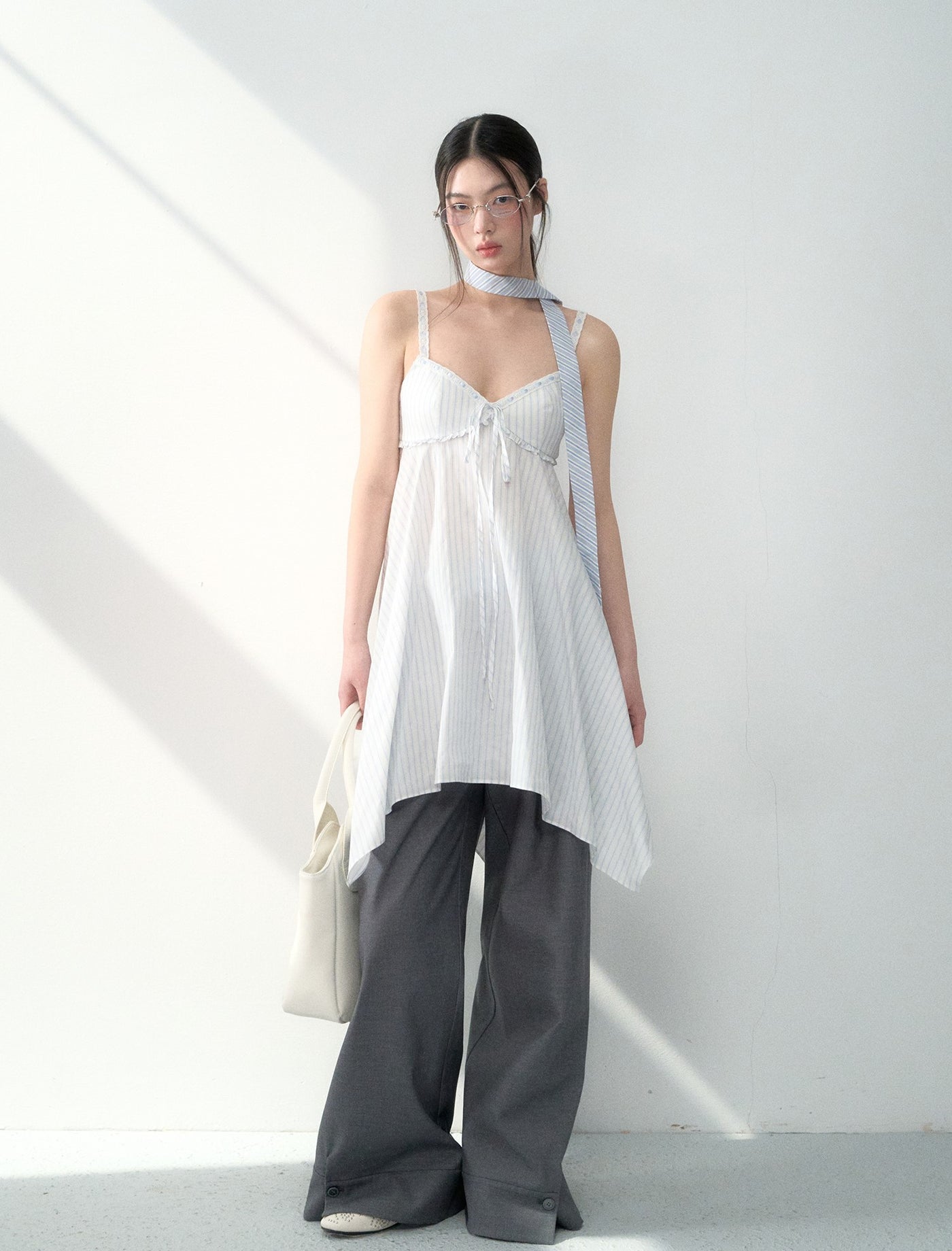 Irregular Striped Suspender Dress LAL0193