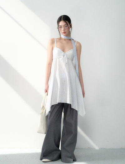 Irregular Striped Suspender Dress LAL0193