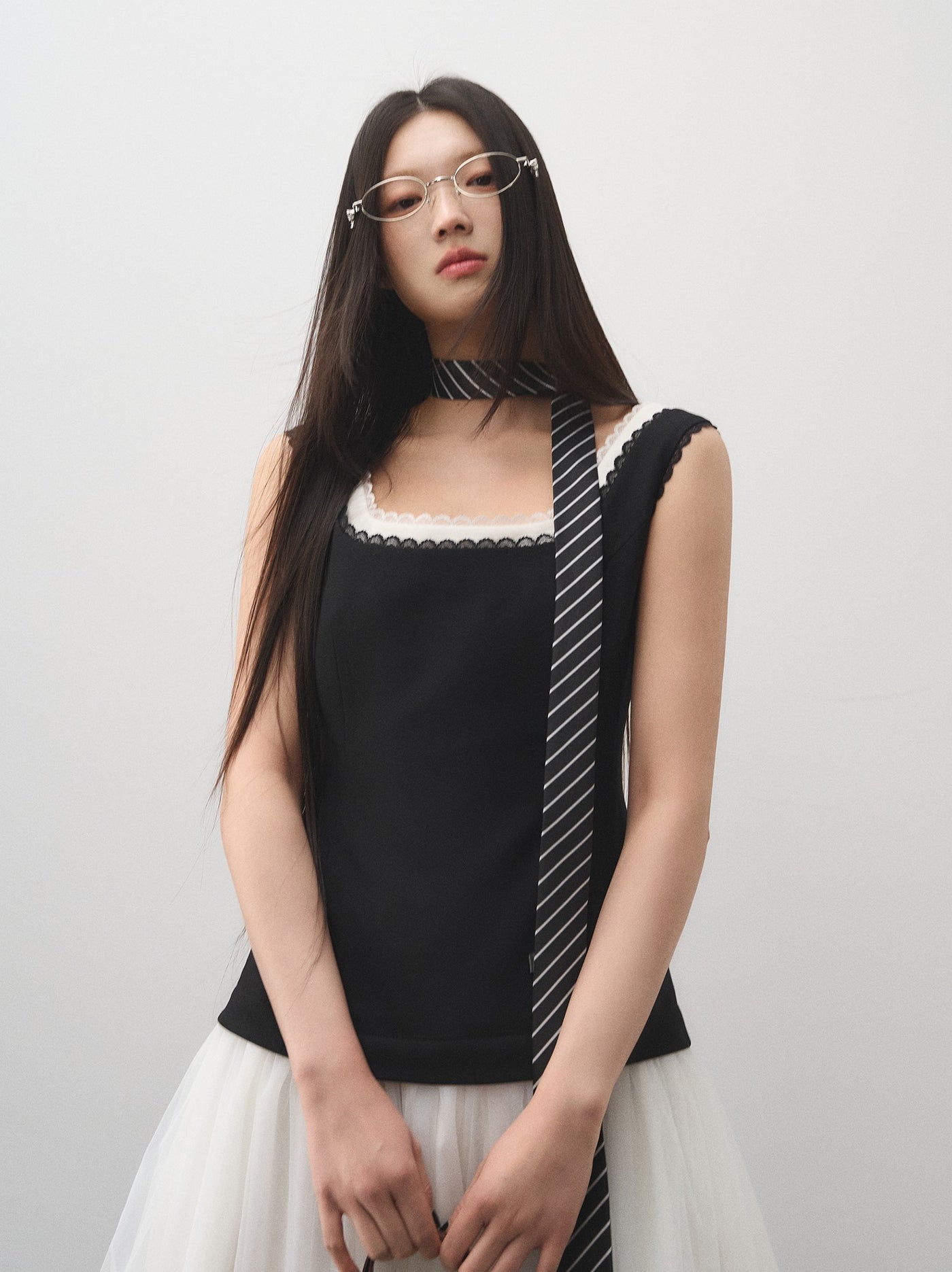 Fake Two-piece Splicing Mesh Dress LAL0163