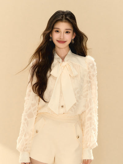 Puff Sleeves Bow Shirt Dress OSH0139