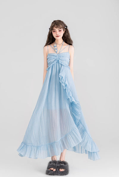 Fairy Ruffle Suspender Chiffon Long Dress KEI0094