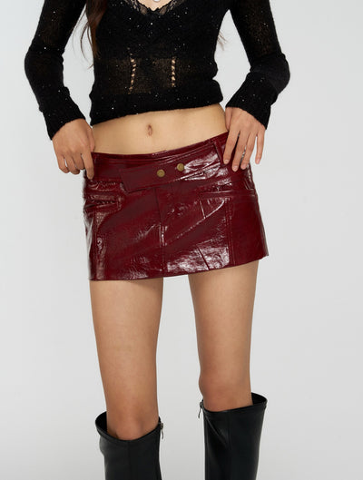 Crocodile Pattern Mini Leather Skirt 4MU0159