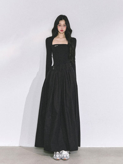 Slim Pleated Long Dress DIA0558