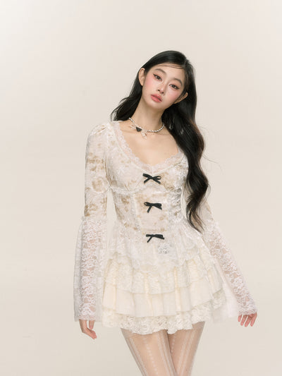 White Moss Rose French Pure Desire Lace Shirt DIA0230