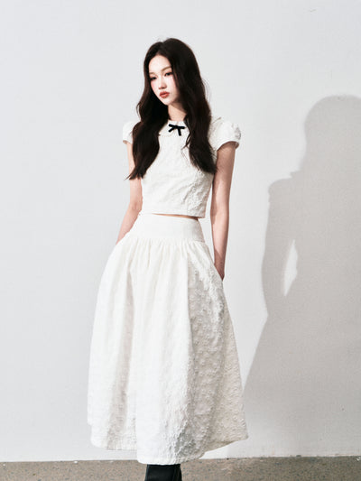 Jacquard Doll Collar Top/A-line Skirt LUL0137