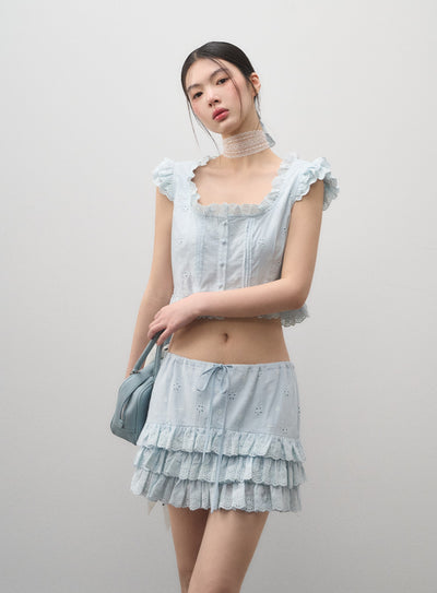 Flying Sleeves Top/Lace Cake Skirt LAL0171