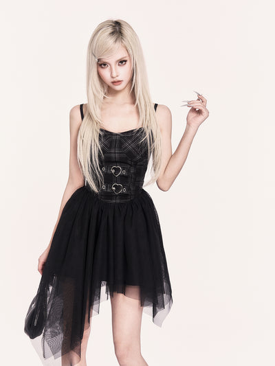 Irregular Mesh Puff Dress/Cross Short Jacket VOC0468