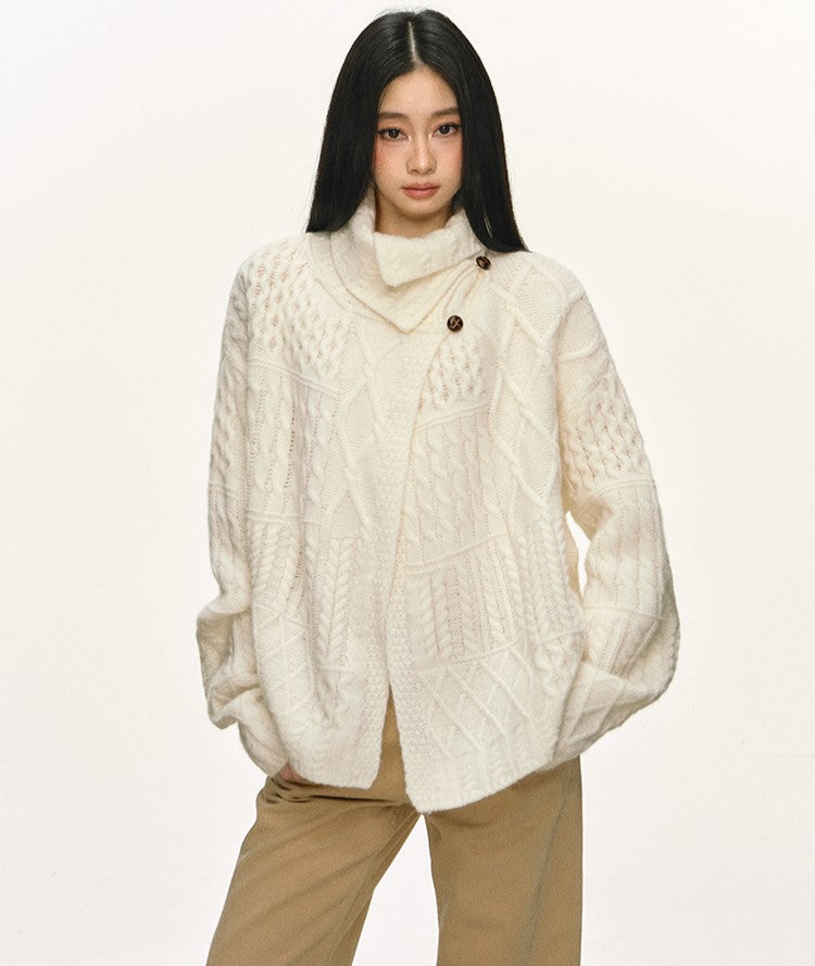 High-Neck Relaxed Design Unique Sweater ANA0083