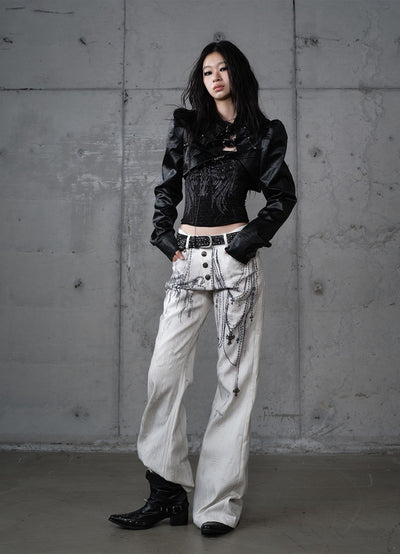 Chain Print Wide-leg  Jeans NOR0195