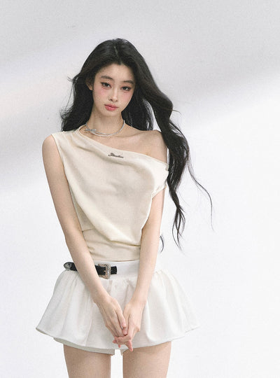 Slim Waist Off-shoulder Top DIA0494