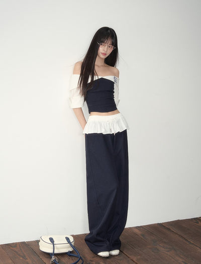 One-shoulder Top/Ruffled Scimitar Pants SOO0007