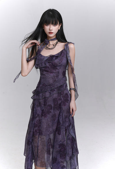 Purple Strap Suspender Dress LAD0220