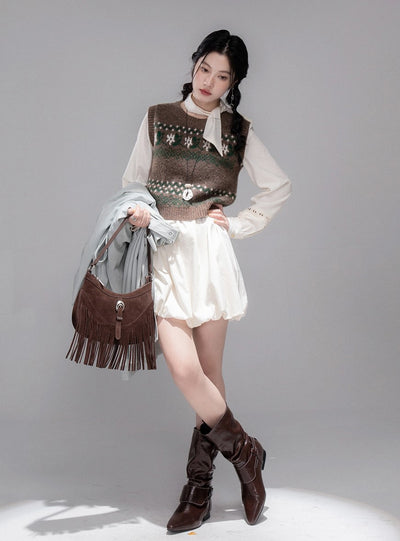 Chestnut Brown Knitted Vest COT0355