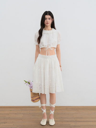 Doll Collar Puff Sleeve Shirt/Skirt LAL0197