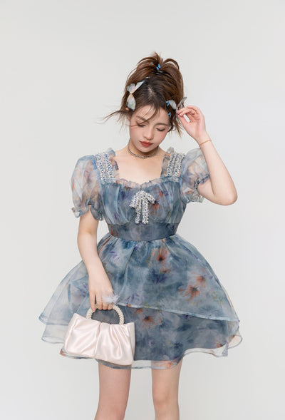 Floral Short/Long Sleeve Fairy Puffy Princess Dress KEI0065