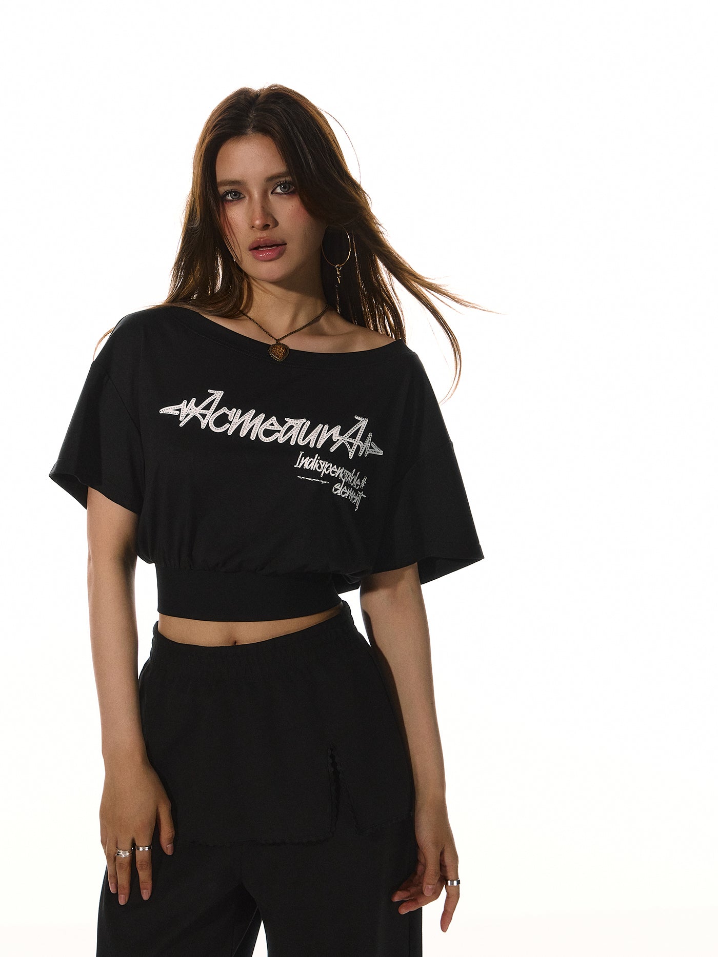 Oblique Shoulder Short T-shirt ACM0080