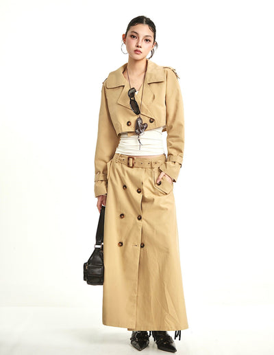 Retro Short Trench Coat+Skirt UNC0278