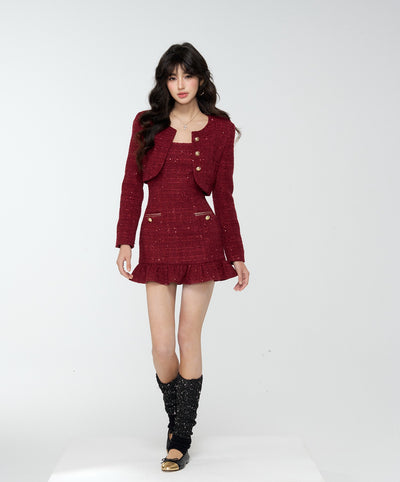 Red Luxurious-Style Suit Jacket/Dress 4MU0180